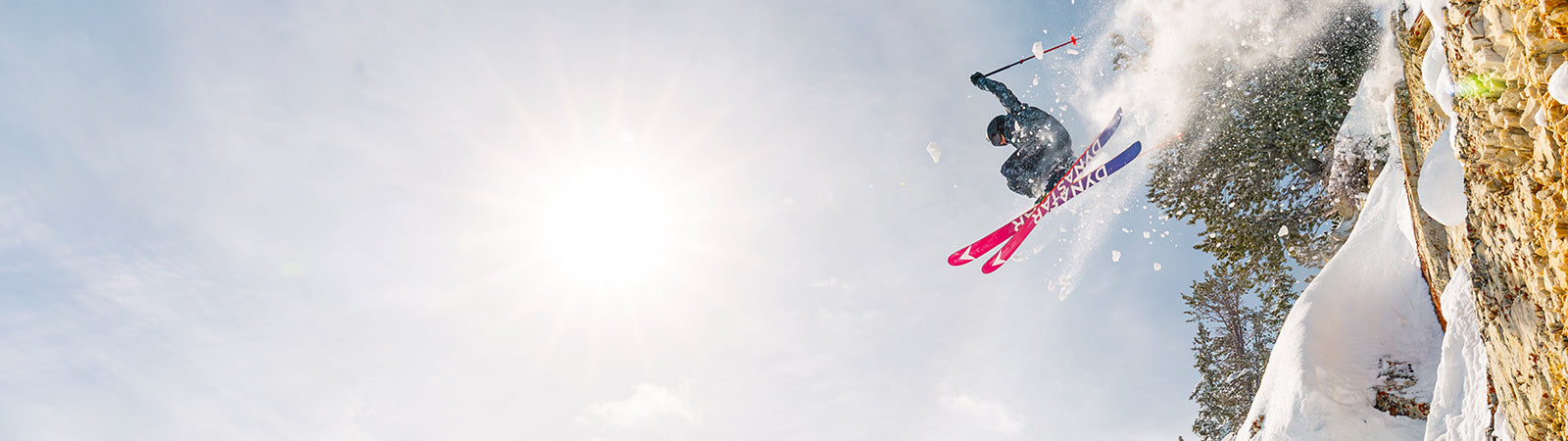 skier airing cliff